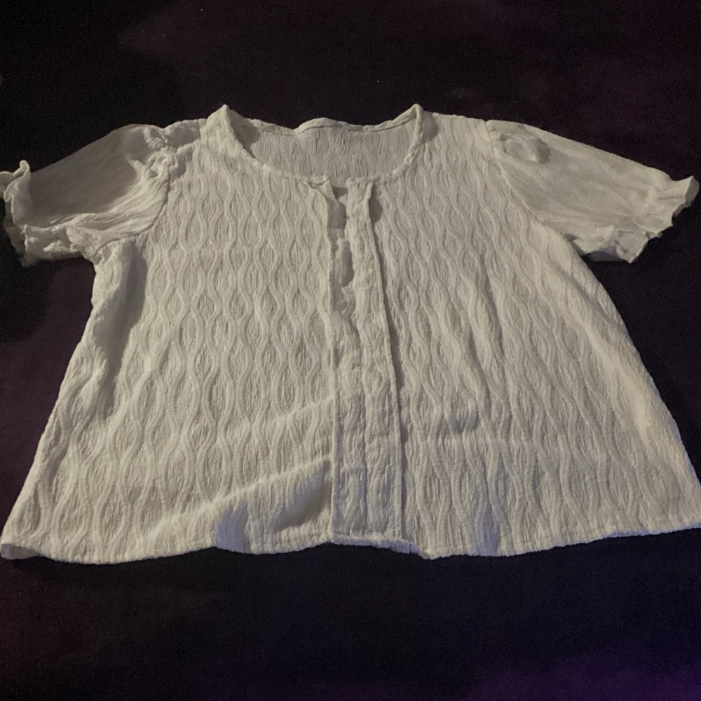 Source Unknown White Textured Blouse - image 1